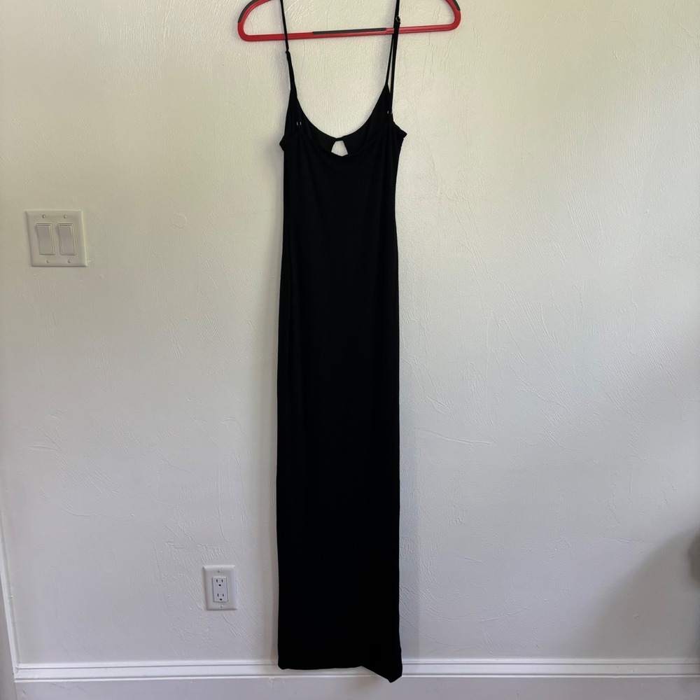 THATSSOFETCH Black Bodycon Maxi Dress US 4 AUS 8 Keyhole Cutout Spaghetti Strap - Picture 9 of 14